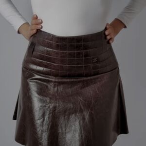 Chanel Brown Leather Skirt